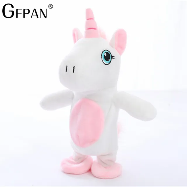 Hot Sale 25cm Magic Unicorn Walking& Talking Stuffed Animal Horse Toy Sound Record Unicorn Plush Fantasy Gift for kids 6