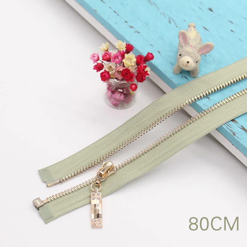 green-03-80cm Meetee 5#50-80 см металлическая открывающаяся молния автоматический замок молния слайдер DIY Инструменты для шитья на молнии Одежда Пальто Куртка аксессуары - Цвет: green-03-80cm