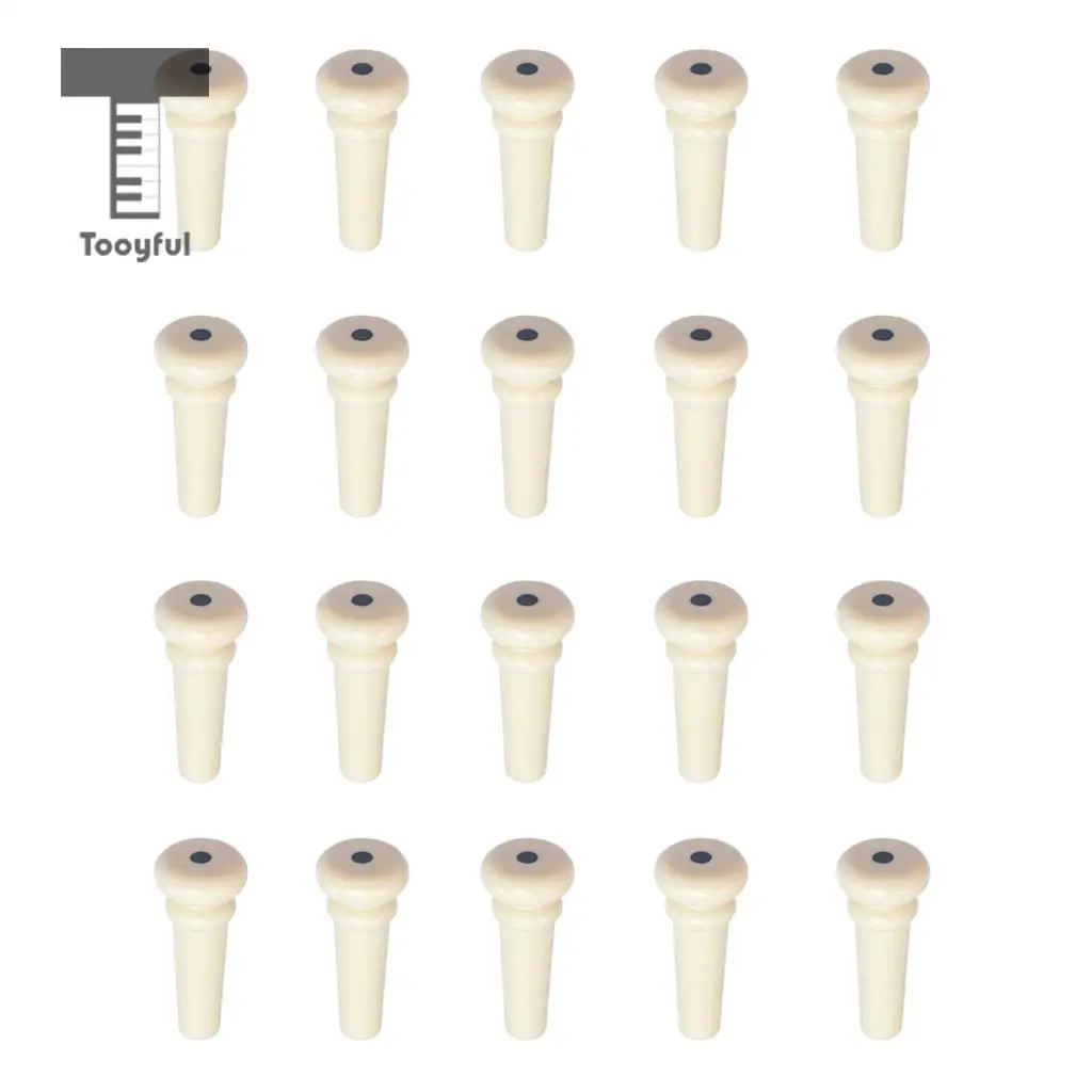 20pcs Acoustic Folk Guitar Plastic Endpins with Dot Inlay Black