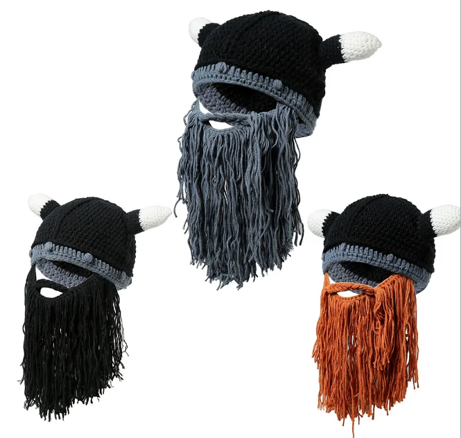 Горячая Распродажа мужские варвары Vagabond Viking Beanie роговые шапки ручной работы зимние теплые подарки на день рождения крутые забавные Кляпы шапка на Хэллоуин