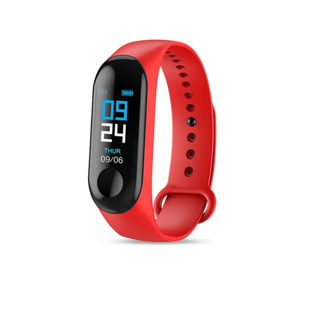 Red M3 Смарт-часы Браслет фитнес-трекер сообщения напоминание цветной экран водонепроницаемый спортивный браслет для мужчин и женщин - Цвет: Red