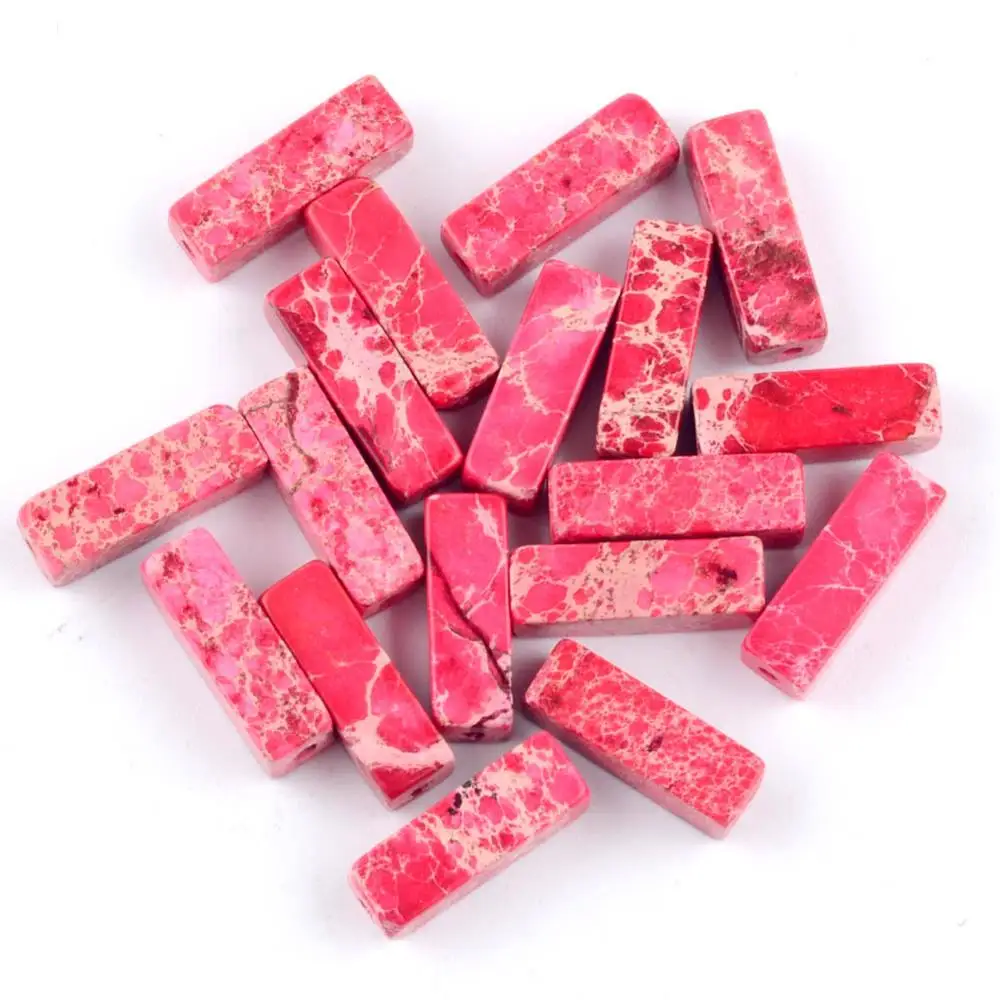 Red Натуральный морской осадочный Jaspers камень трубки бусины для изготовления ювелирных изделий 4*13 мм Шарм колонна бисера Diy браслет аксессуары - Цвет: Red
