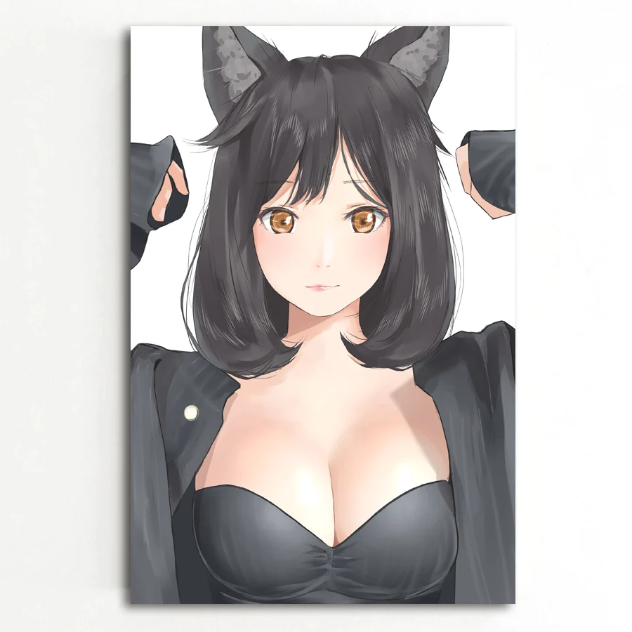 Anime girls big boobs cat ears purumi Cleavage Wall Art Posters and Prints  Canvas Art Paintings For Room Decor - AliExpress