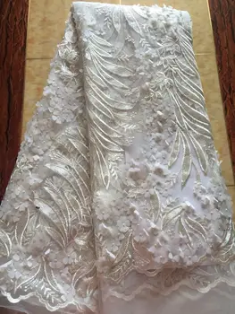 

African 3 d flowers embroidered African lace fabric 2017 high quality lace Fireworks Gold French Tulle Lace Fashion For Bridal
