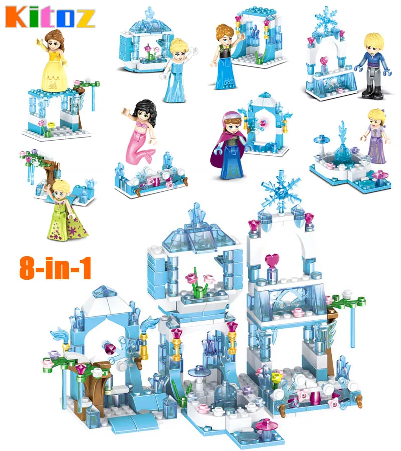 

Kitoz Anna Elsa Mermaid Kristoff Snow Queen Princess Elsa's Sparking Ice Castle Model Building Block Toy compatible with lego