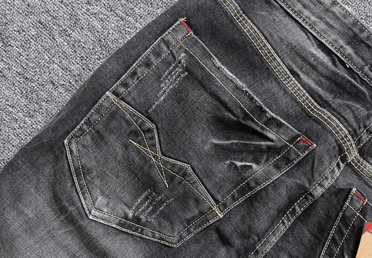Италия Стиль Для мужчин джинсы серый Slim Fit джинсовые штаны классические джинсы homme Мода уличной хип-хоп брюки Рваные джинсы hombre