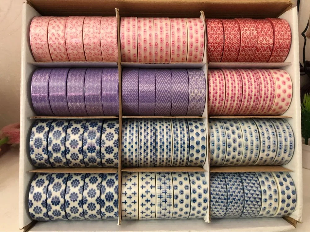

60 Rolls / set Blue and White Porcelain Craft Washi Tape Set , Christmas Decorative Tape Sets