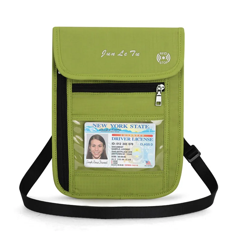 THINKTHENDO, 7 цветов, модная сумка для путешествий, RFID, блокировка, кошелек, для шеи, кошелек, для карт, денежный паспорт, держатель для женщин и мужчин - Цвет: GN
