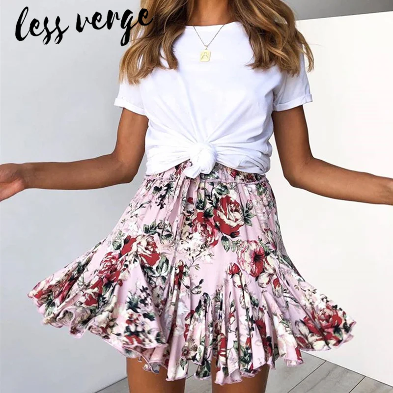 

lessverge Summer boho leopard print short skirt women Sexy elastic high waist pleated mini skirts Casual plus size female skirts
