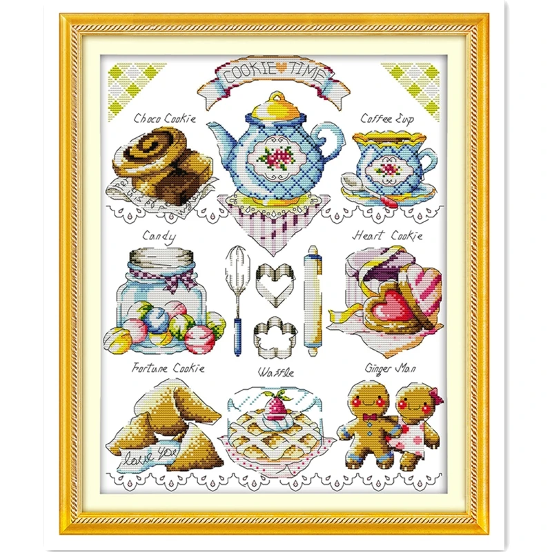 

Tea Cake Painting Embroidery Cross Set Chinese Counted Cross Stitch Pattern Cross stitch kit 11CT Printed On Canvas Home Decor