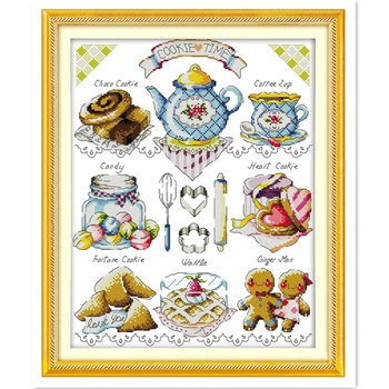 

Tea Cake Painting Embroidery Cross Set Chinese Counted Cross Stitch Pattern Cross stitch kit 11CT Printed On Canvas Home Decor