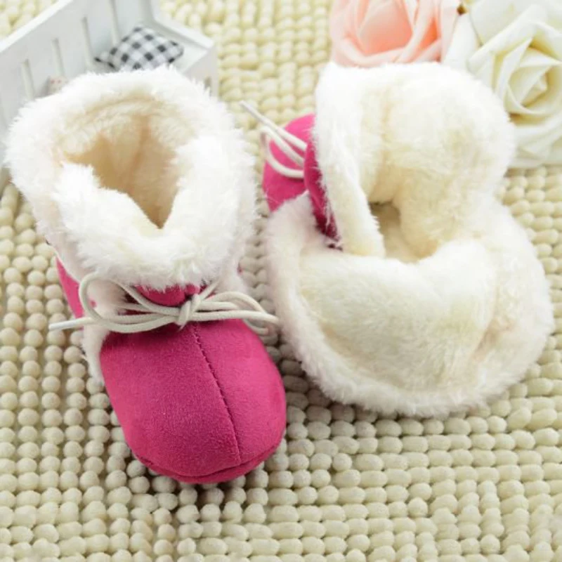 Зимние ботинки с толстой подошвой; обувь для маленьких девочек; зимние ботинки для малышей; Детские ботиночки для кроватки; теплые первые ходунки