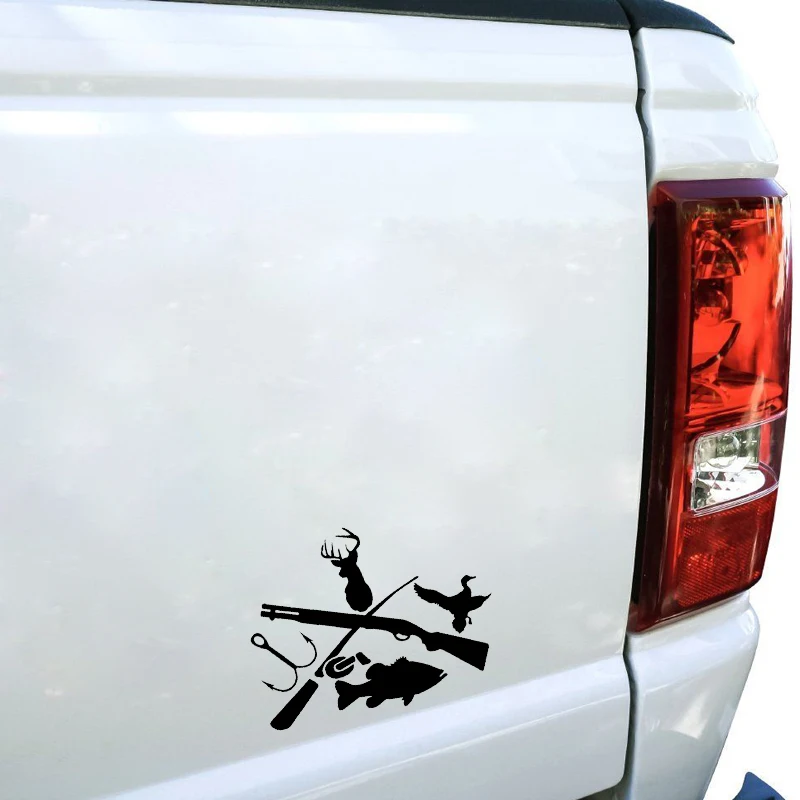 CK20969#15/20/30 cm Funny Vinyl Decal Fishing Hunting Hunter Car Sticker  Waterproof Stickers on
