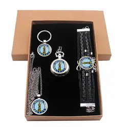 США армия Национальной гвардии подарочный набор ювелирных изделий имеют карманные часы и кулон Цепочки и ожерелья и ключ браслет-цепочка с