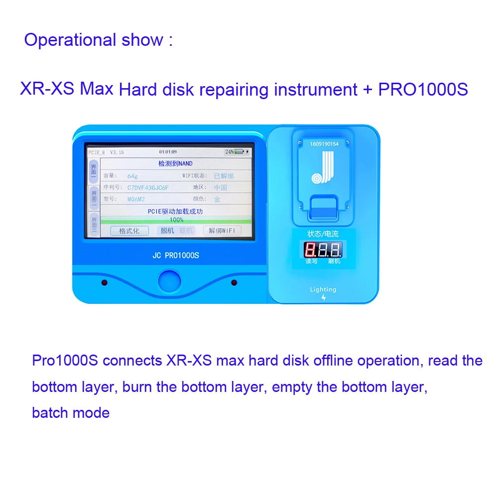 JC PRO1000S Универсальный программист для iPhone 5 6 7 8 X чип HDD чтения и письма батарея