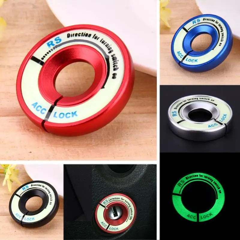 

Aluminum Alloy 3D Gel Glow Key Ring Hole Sticker Lumunous Ignition Switch Cover Motorcycle Decal Circle Light Decoration