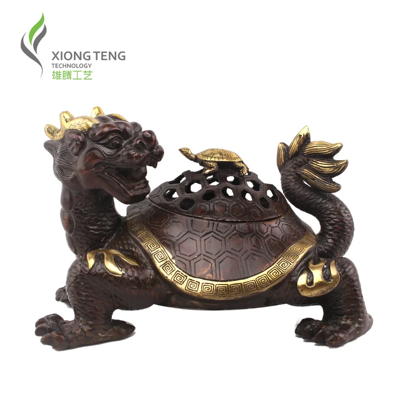 

sales Genuine Pure New arrival pure copper dragon turtle incense burner lucky home aromatherapy furnace decoration