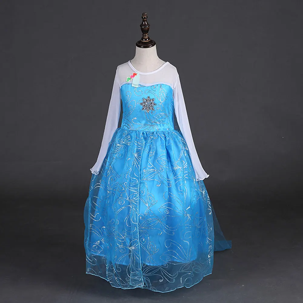 Новые поступления стильных костюмов Эльзы для маленьких девочек платье принцессы праздничные платья с накидкой для маленьких девочек