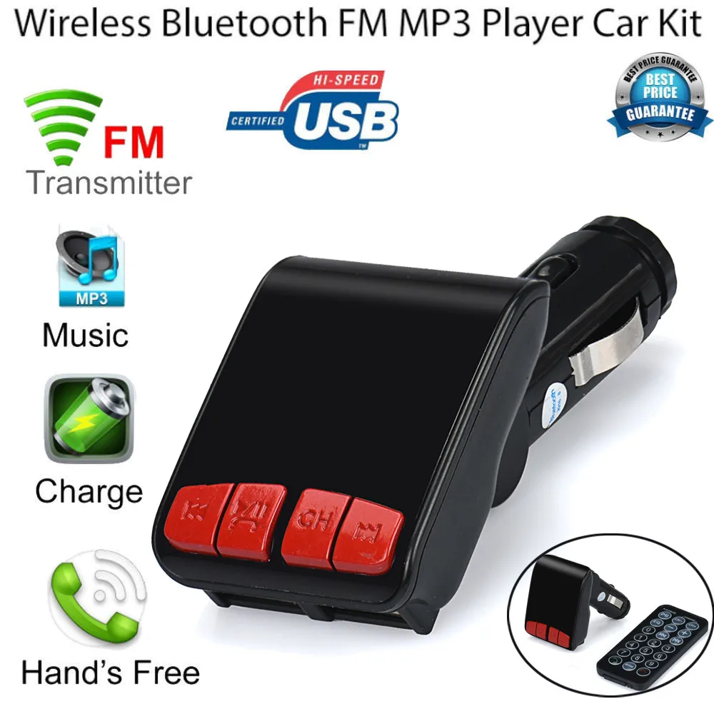 

Wireless Bluetooth LCD FM Transmitter Modulator USB Car Kit MP3 Player SD Remote USB Car Charger Handsfree For iPhone Samsung