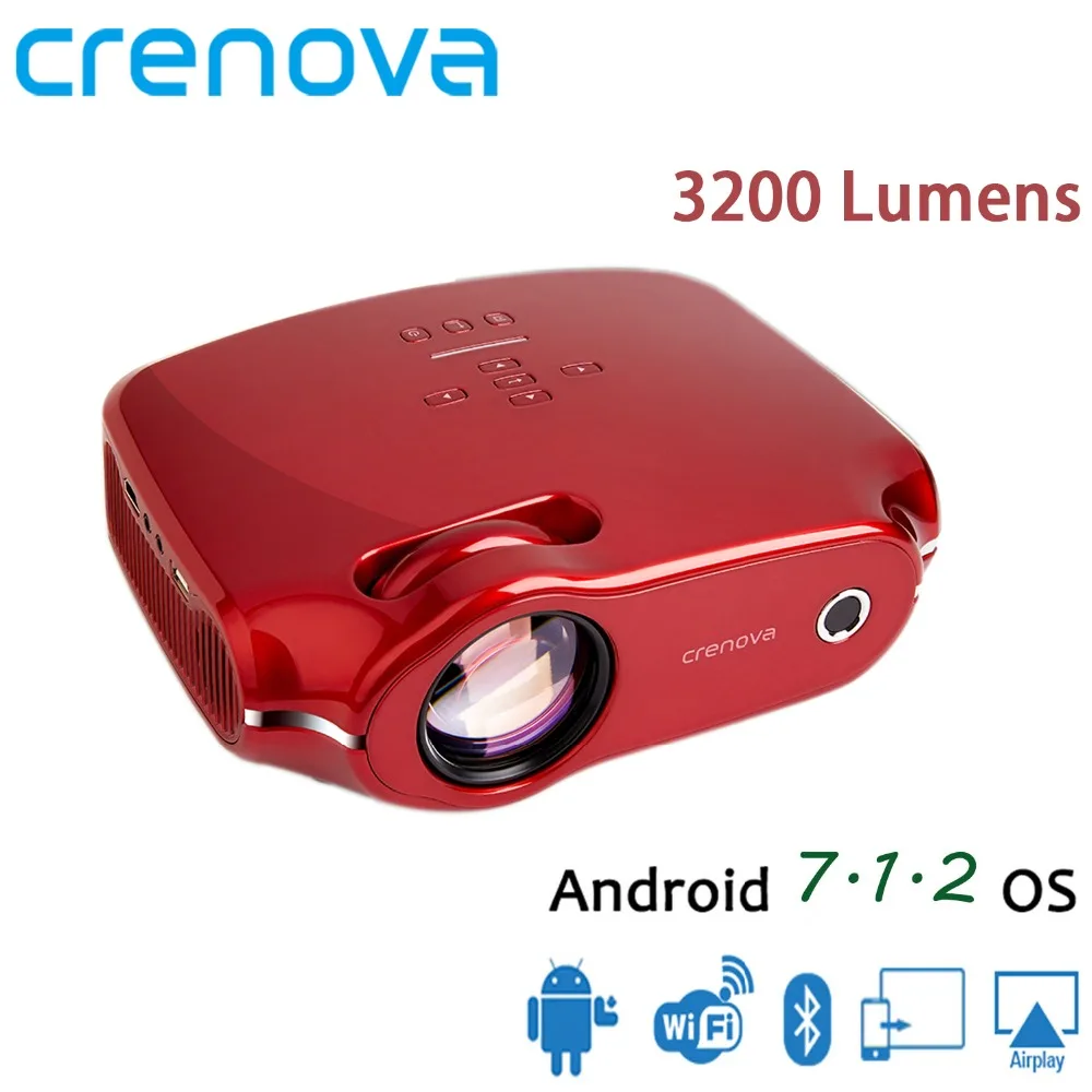 CRENOVA Newest Android Projector 3200 Lumens Android 7.1.2 OS Home Theater Movie Projector For Full HD 1080p Wifi Bluetooth CRENOVA Newest Android Projector 3200 Lumens Android 7.1.2 OS Home Theater Movie Projector For Full HD 1080p Wifi Bluetooth