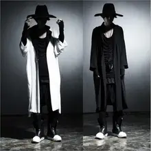 Г. Новая Летняя мужская мода темно-модный плащ пальто с длинными рукавами; Свободные повседневные Большие размеры Сценические костюмы для хип-хопа