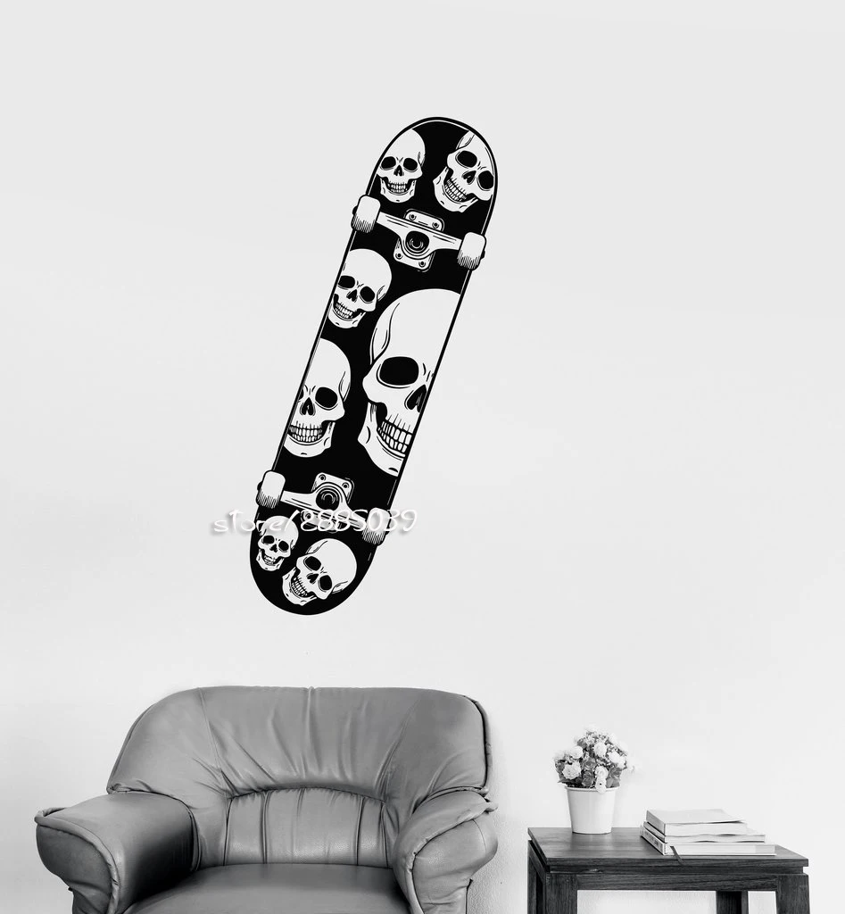 Skull Skateboard Extreme Sports Wall Decals Decor Teen Room Wall
