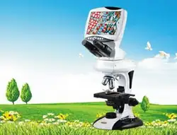 Best продажи, CE ISO 9 ''цифровой ЖК-дисплей микроскоп с 5,0 м Pixel 4x, 10x, 40x, 100x цель, высокое качество для области образования
