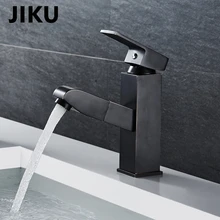 JIKU Copper Retro Black Bronze Faucet Black Antique Drawing Basin Faucet Hot Cold Water Simple Single-control Bathroom Faucet european retro drawing black washbasin bathroom faucet hot and cold faucet black bronze basin faucet lp 1