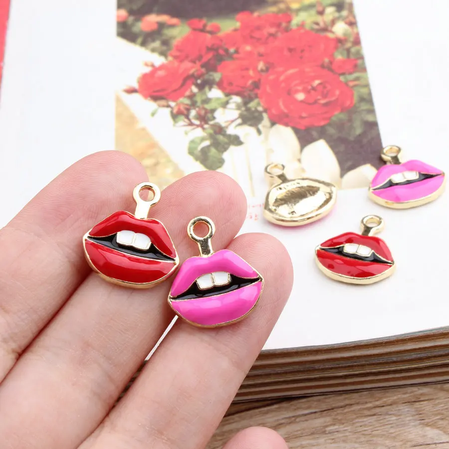 Wholesale 50PCS Enamel Alloy Charms DIY Jewelry Findings Gold Tone
