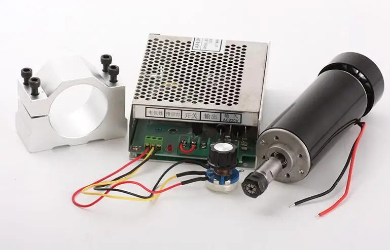 

0.5kw Air cooled spindle ER11 chuck CNC 500W Spindle Motor + 52mm clamps + Power Supply speed governor For PCB Engraving