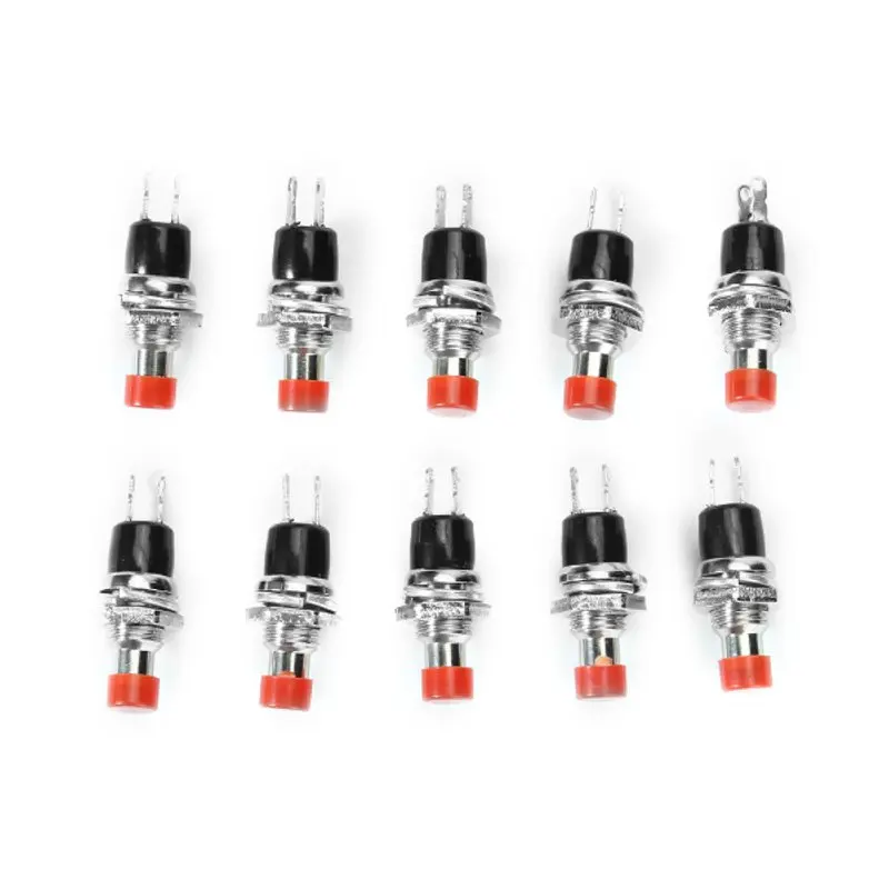 10Pcs 7mm Thread Multicolor 2 Pins Momentary Push Button Switchin