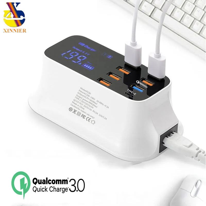 

8 Ports USB Charger HUB Quick Charge QC 3.0 Desktop Multiple USB wall Charger Station LED Display Fast Charging EU US UK Plug