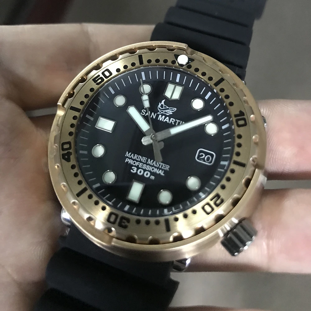 San Martin Women Men Fashion Watch Automatic Diving Sport Watch Bronze Watch 300m Water ...