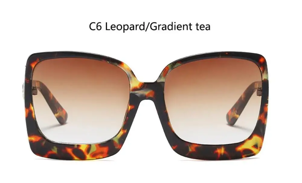 Брендовые дизайнерские женские солнцезащитные очки больших размеров с большой оправой, черные квадратные оттенки, Винтажные Солнцезащитные очки для женщин, летние очки UV400 Oculos - Цвет линз: c6 leopard frame
