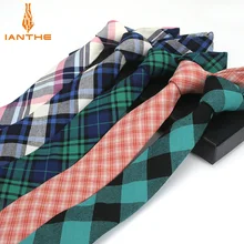 Модные мужские галстуки, новые клетчатые винтажные хлопковые мужские обтягивающие галстуки, галстуки для шеи, галстуки 6 см, узкие вечерние, свадебные, тонкий шейный галстук для мужчин