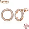 BAMOER-boucles d'oreilles circulaires, en argent Sterling 925, transparents, Bijoux CZ, cadeaux, PAS437 ► Photo 3/6