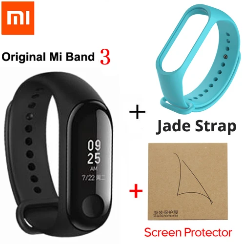 Xiaomi Mi смарт-браслет 3, фитнес-браслет, большой сенсорный экран, 0,78 дюймов, OLED сообщение, сердечный ритм, смарт-браслет - Цвет: Jade and Film