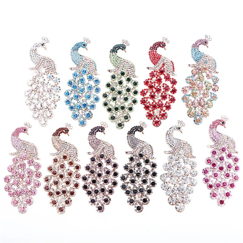 

Free Shipping 5Pcs Colorful Glass Crystal Rhinestone Paved Alloy Animal peacock Button Patch Sticker Charm Craft Fit Phone Case