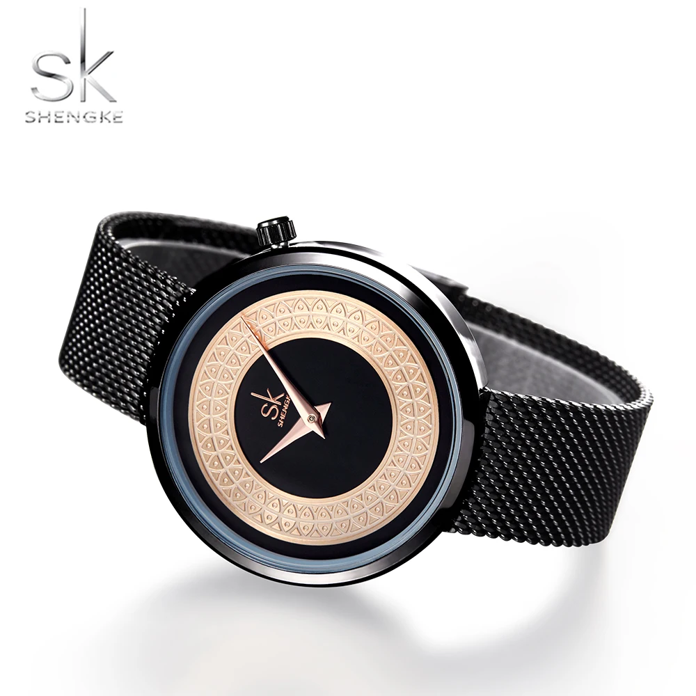 

Shengke Luxury Quartz Women Watches Fashion Mesh Strap Female Clock Waterproof Bracelet Ladies Gift Wristwatch Relogio Feminino