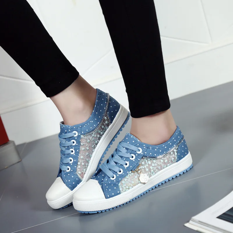 

Women's Casual Shoes 2019 Summer Fashion Low Top Women's Sneakers Hollow Out Breathable Mesh Low Female Casual Canvas Shoes