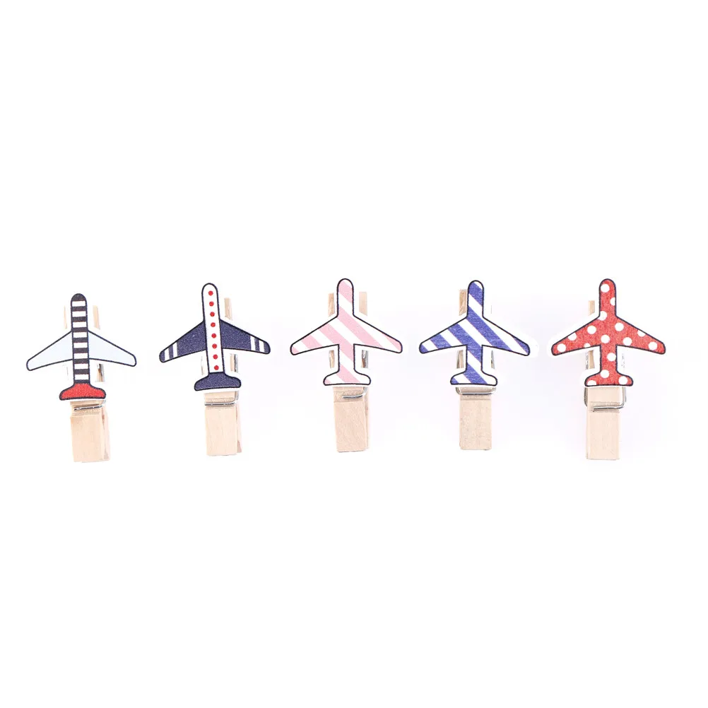 

10Pcs/pack Wooden Clip Photo Paper Cartoon Plane CraftDIY Clips Clothespin Party DecorationCraft Clips Home Decoration 3.5*0.7cm