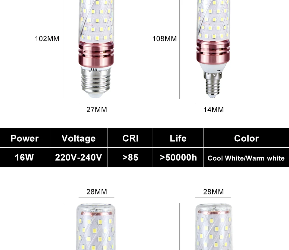 12W 16W Corn Bulb E27 LED E14 220V 2835 SMD Chandelier Candle LED Light For Home Lighting High Brightness High Lumen Light Bulb (2)