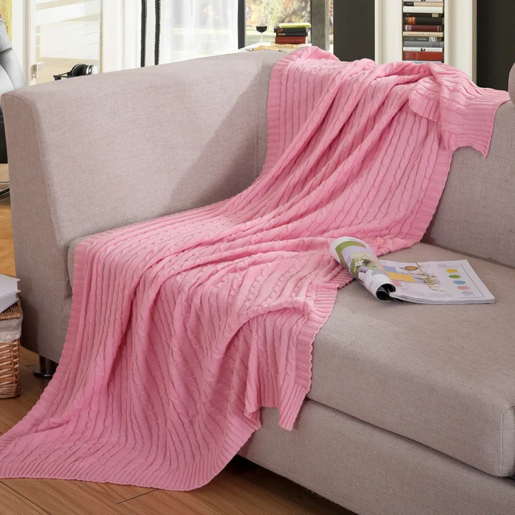 

High Quality Vintage Solid Color 100% Cotton Blankets For Adults Beds Sofa Plaid Handmade Knitted Blanket Large Soft Warm Cover