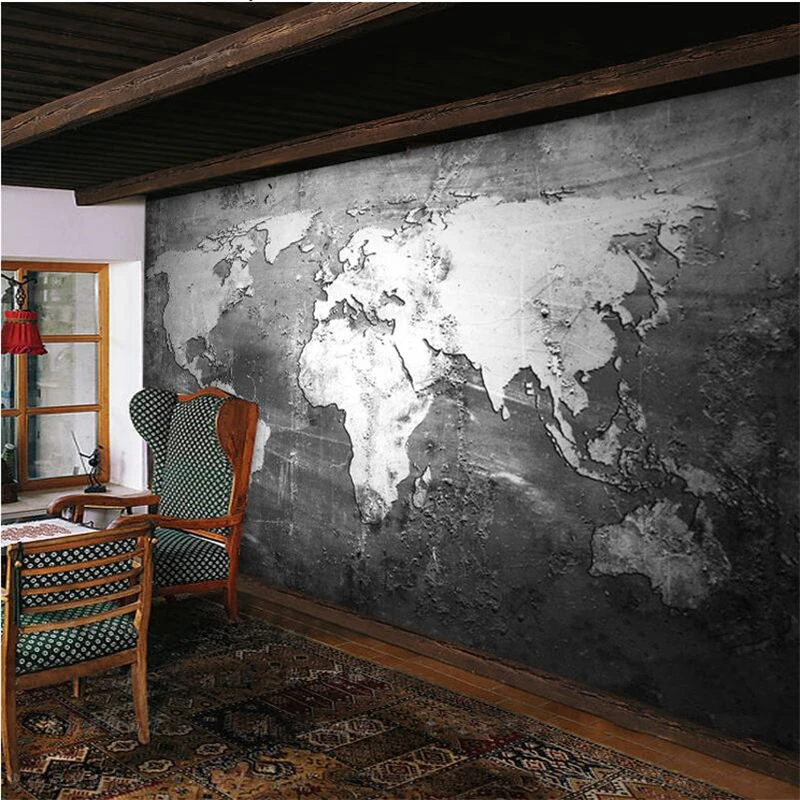 buy beibehang Custom mural wallpaper retro style world map wallpaper wall covering study sofa TV background wallpaper home decor