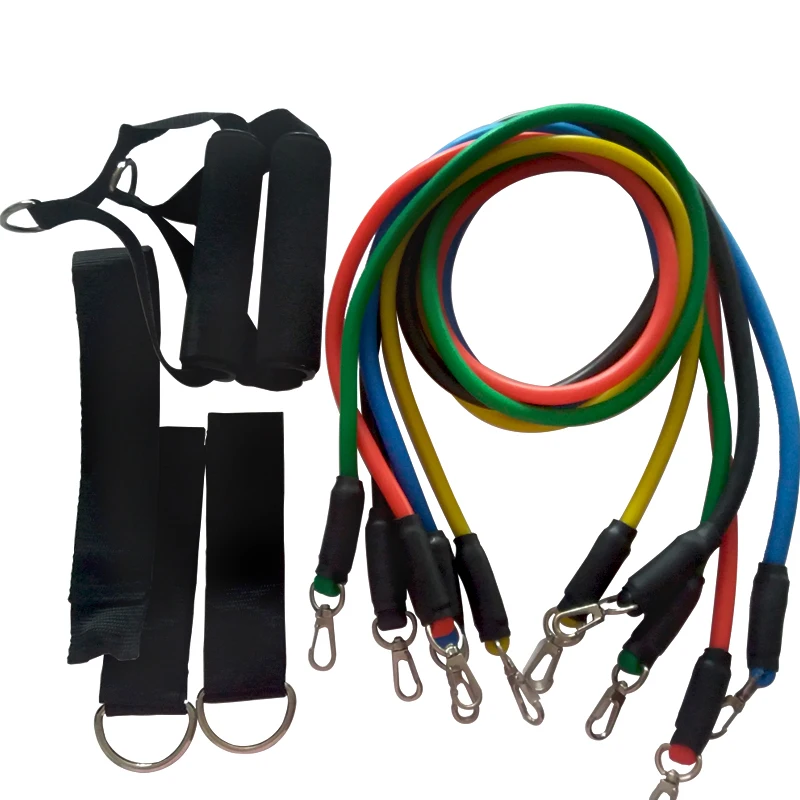 Kopen DROPSHIPPING Fitness Apparatuur Workout Resistance Bands Latex 11 stks set Oefening Pilates Buizen Pull Touw Expanders Training