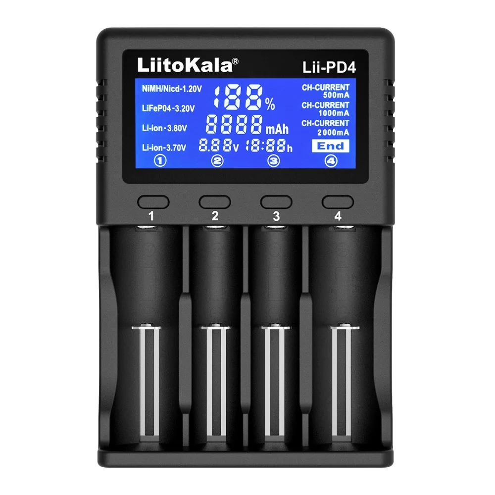 Liitokala Lii-100 Lii-202 Lii-402 Lii-PD4 LCD 3,7 V AA/AAA 18650, 18350, 26650, 20700, 18350 NiMH de litio e-cigarrillo cargador de batería