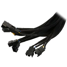 Черная сетчатая оплетка с рукавами 18 дюймов Molex до 5×4-pins PWM Корпус Для ЦПУ охлаждающий разветвитель вентилятора концентратор адаптер питания кабель w/RPM отзывы