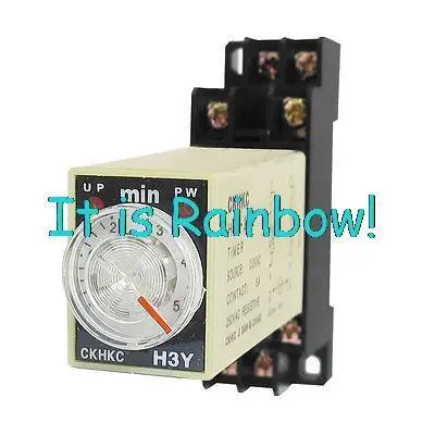 

Free Shipping AC 220V 8 Pins DPDT 0-5Min Timer Delay DIN Rail Time Relay H3Y-2 w Socket
