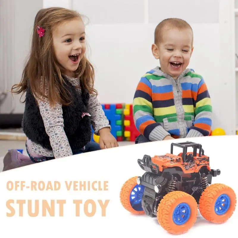 

Mini Off-Road Vehicle Four-Wheel-Drive Plastic Children Toy Stunt Funny Inertial Rotatable Friction Power Cars