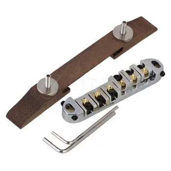 

Yibuy Silver Plated Roller Saddles Rosewood Bridge Set for Jazz Guitar